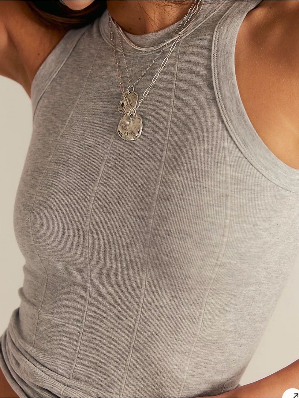 Free People Dark Gray Ribbed Tank Top.  XS, new with tags